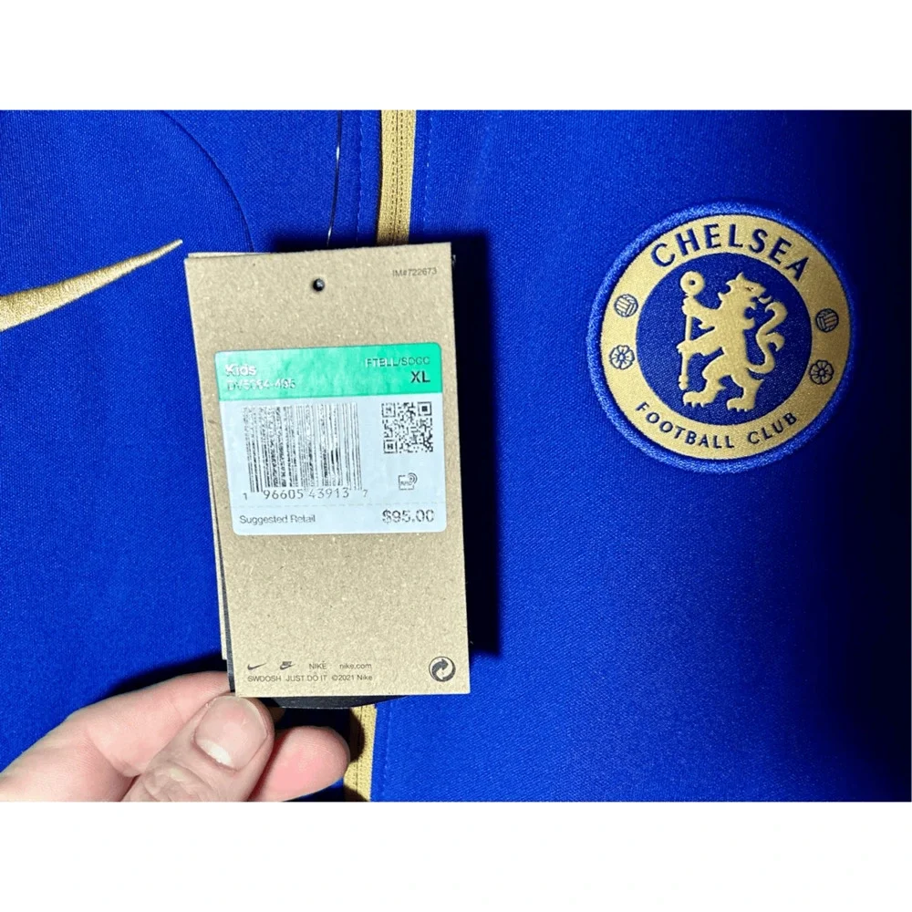 NWT Nike Boys Chelsea EPL Blue Full Zip Slim Fit Pitch Sideline Jacket Sz XL